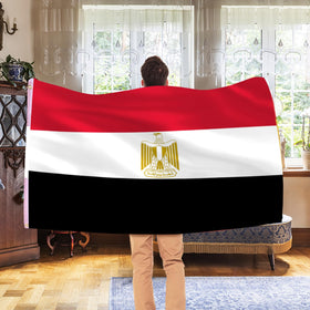 Canvas header on AhfuLife Egypt flag provides secure flagpole mounting.