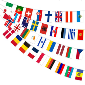 AhfuLife Eurovision flag banner: 35 flags, vibrant wall decor for any space