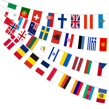 AhfuLife Eurovision flag banner: 35 flags, vibrant wall decor for any space