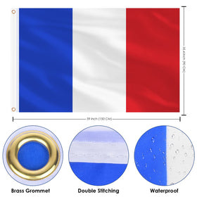 AhfuLife France flag with double stitching and brass eyelets for secure hanging