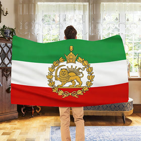 Outdoor display of AhfuLife flag in a garden setting.