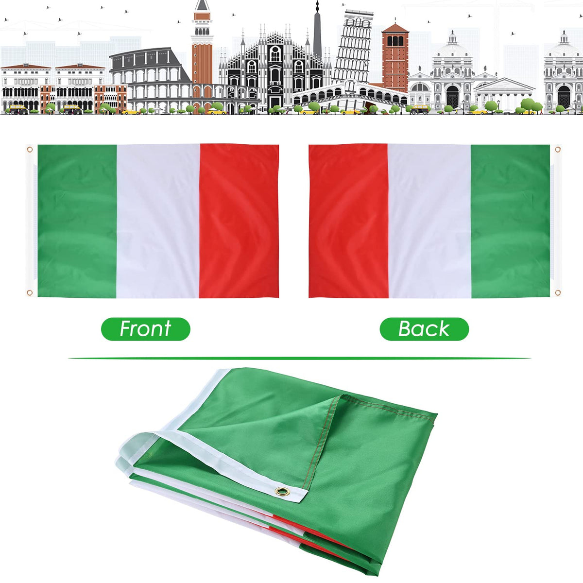 AhfuLife Italy Flag 3x5ft outdoor wall decor for celebrations