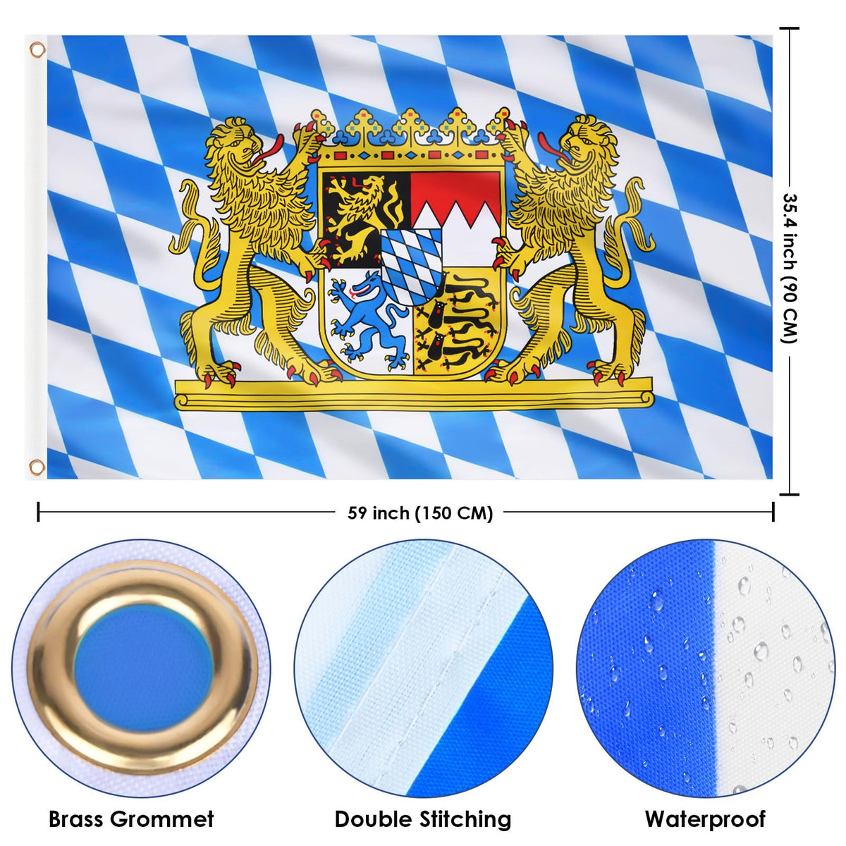 AhfuLife Oktoberfest flag back view showing vivid print from both sides.