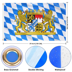 AhfuLife Oktoberfest flag back view showing vivid print from both sides.