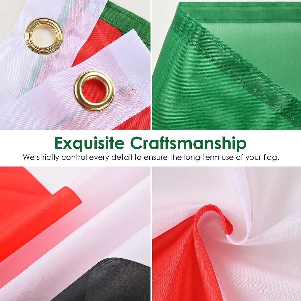 AhfuLife Palestine flag has a canvas header with brass grommets for easy mounting on standard poles.