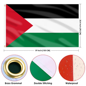 AhfuLife Palestine flag features double-stitched edges for lasting performance on walls and balconies.