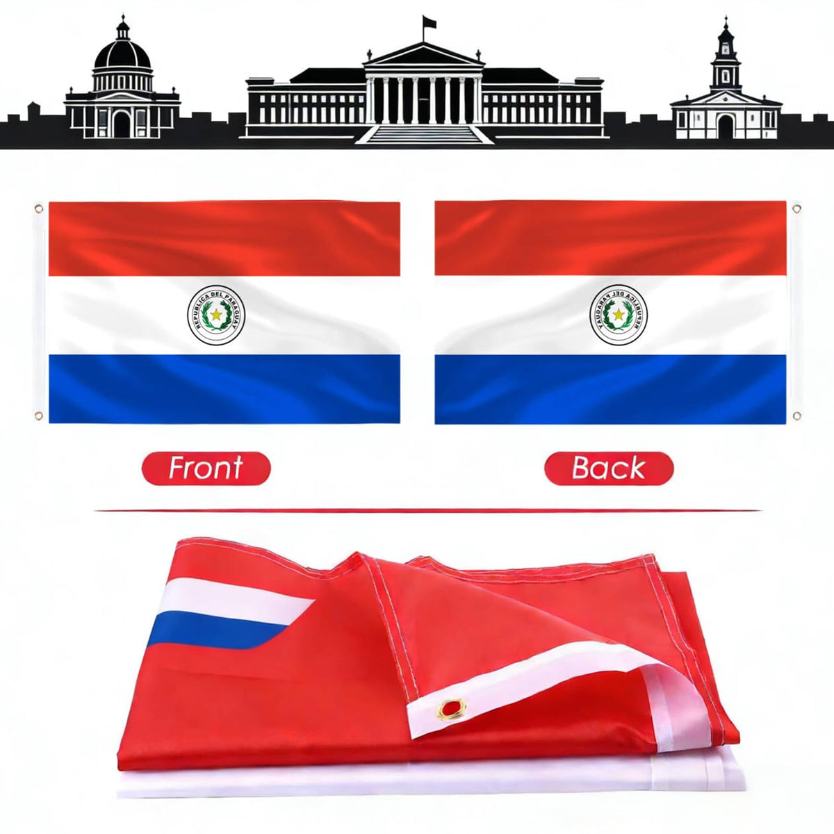 AhfuLife Paraguay flag 3x5ft wall decor versatile for homes and bars.
