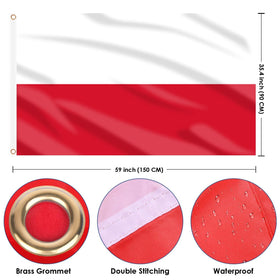 AhfuLife Polish Flag with brass eyelets for easy flagpole hanging