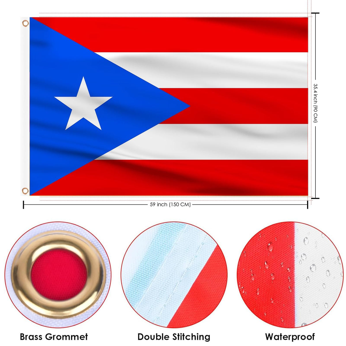 AhfuLife flag shows double stitched edges for long lasting outdoor performance