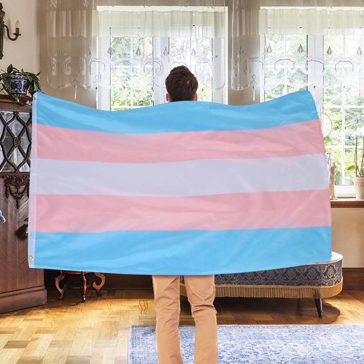 AhfuLife transgender flag ideal for street parades and outdoor celebrations