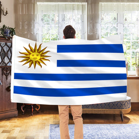 AhfuLife Uruguay flag canvas header with brass grommets for secure mounting.