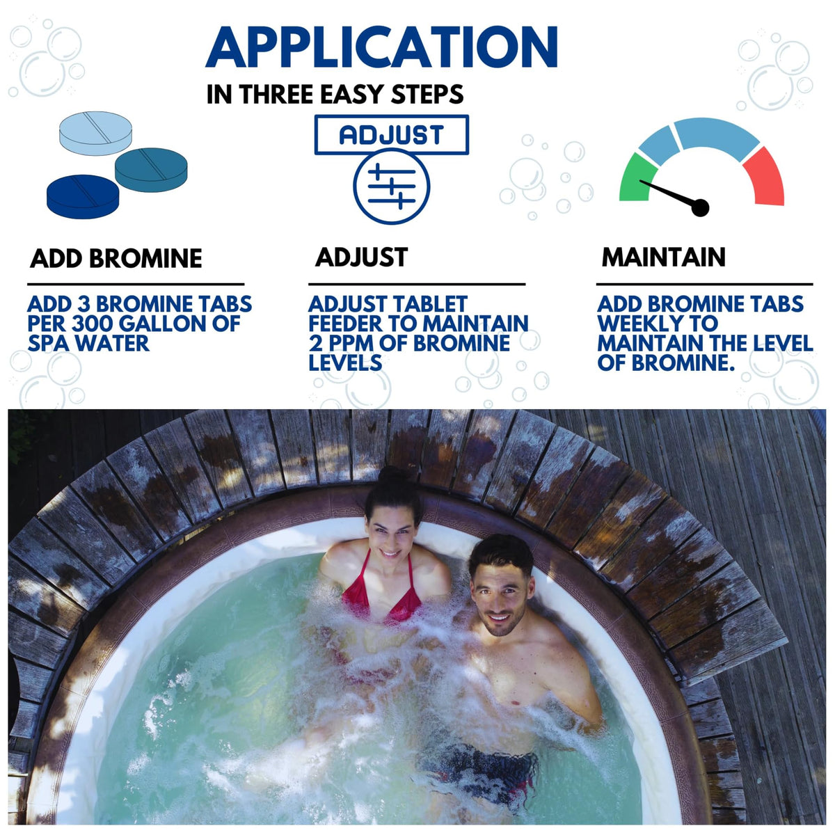 AhhSome bromine tablets odor-free soothing soak highlight gentle water care for comfortable spa sessions.