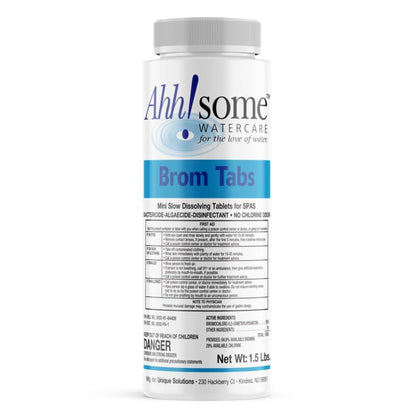 AhhSome bromine tablets packaging 1-5 lb for easy spa maintenance and long-lasting sanitization.