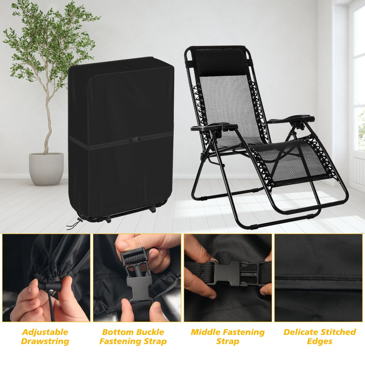 AHIER windproof chair cover with fixed rope keeps chairs secure