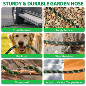 Ahititi garden hose 75 ft all-weather flexibility performs from freezing to hot sun.