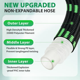 Ahititi garden hose 75 ft closeup connector, leak-proof fittings for smooth nozzle attachment.