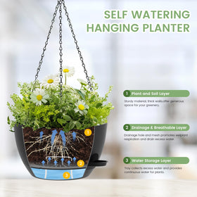 AHJZO 12-inch planter with drainage holes promotes healthy root growth.