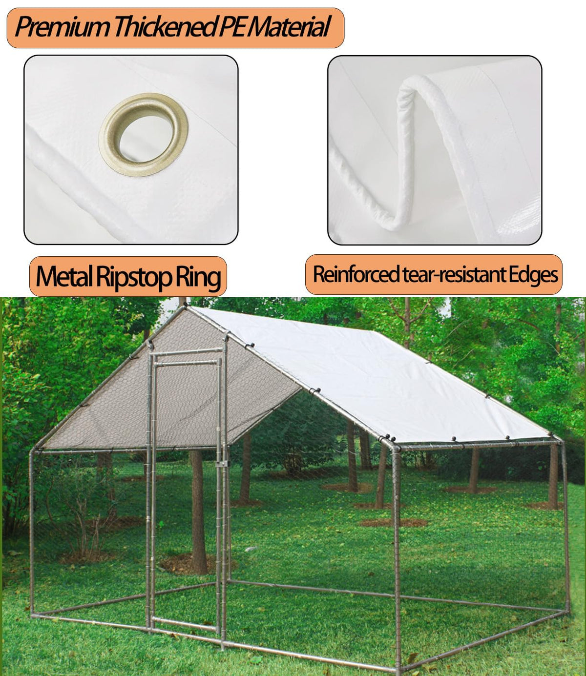 Ahpuhtan chicken coop cover showing easy installation process