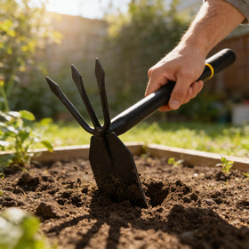 AHUDKKY soil loosening tool supports thriving garden beds and healthy roots