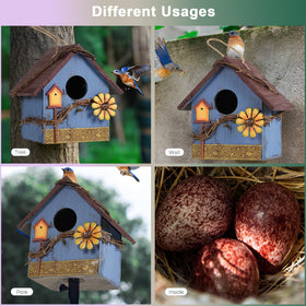 AHUONEL hand-sanded varnished wood nest shelter for birds