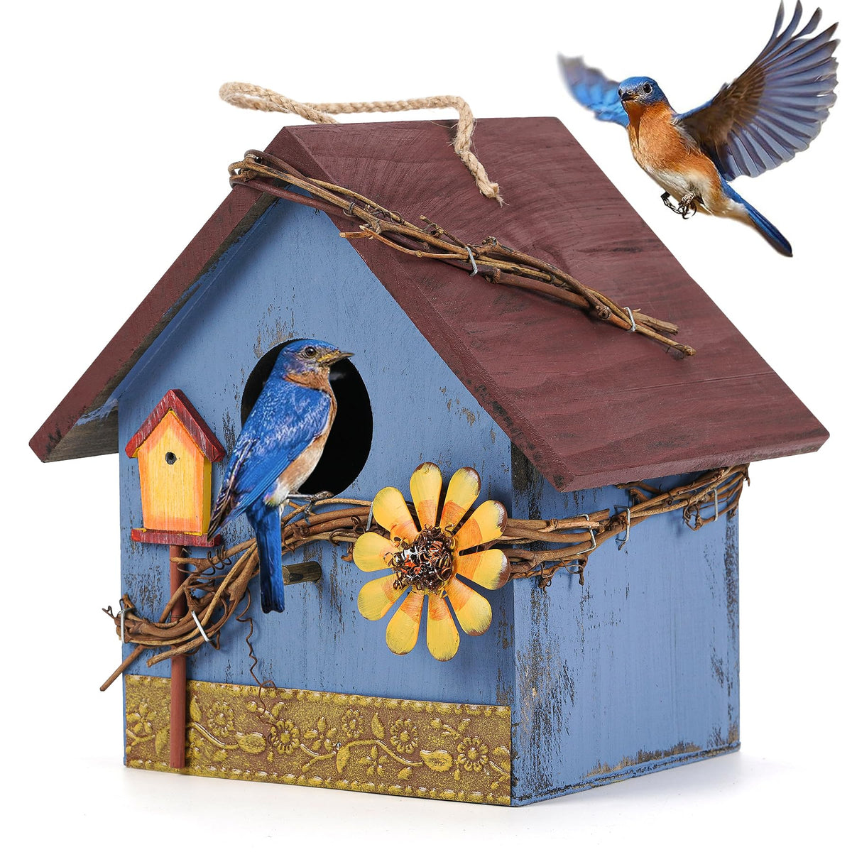 AHUONEL hanging bird house streetlight design attracts garden birds