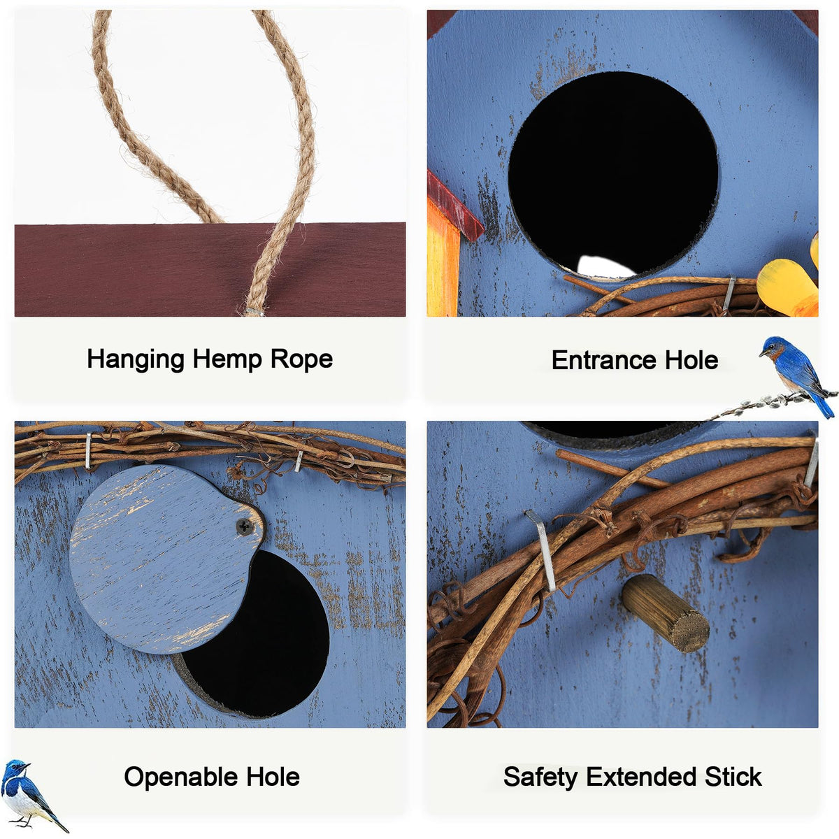 AHUONEL hemp rope hanging option for easy installation