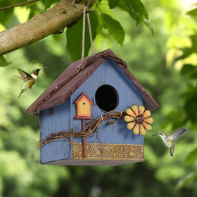 AHUONEL patio backyard decor bird house adds natural charm