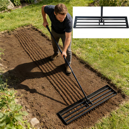 Ahxuvan Lawn Leveling Rake with 42x10 plate for fast, even soil leveling