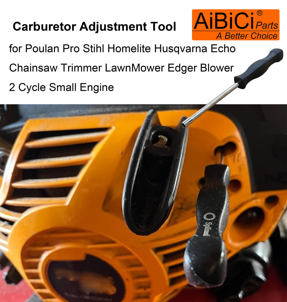 AiBiCi carburetor tool 7-teeth splined for quick adjustments on 2-cycle engines.