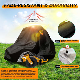 Aibiley mower cover front-marked orientation enables quick, easy installation.