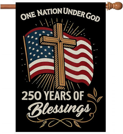 AIBOLYNE cross flag 250 years blessings: durable, eye-catching garden display for patriotic occasions.