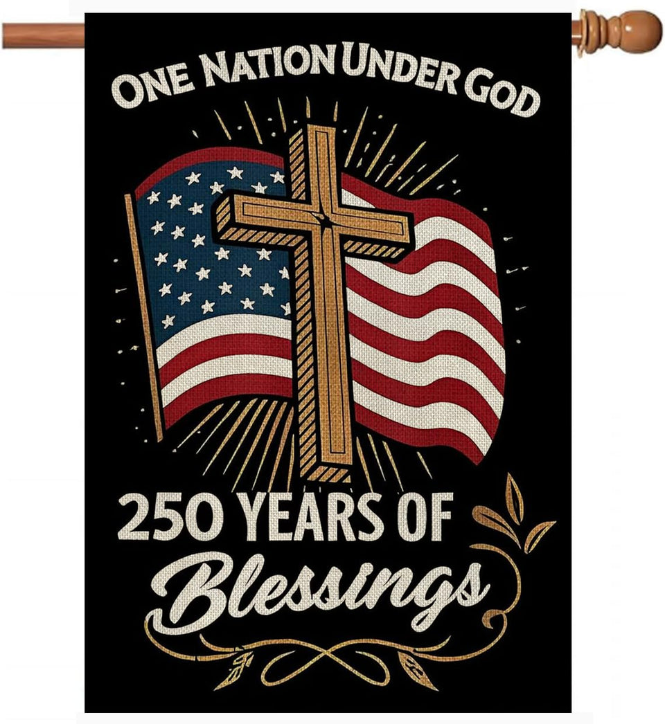 AIBOLYNE cross flag 250 years blessings: durable, eye-catching garden display for patriotic occasions.
