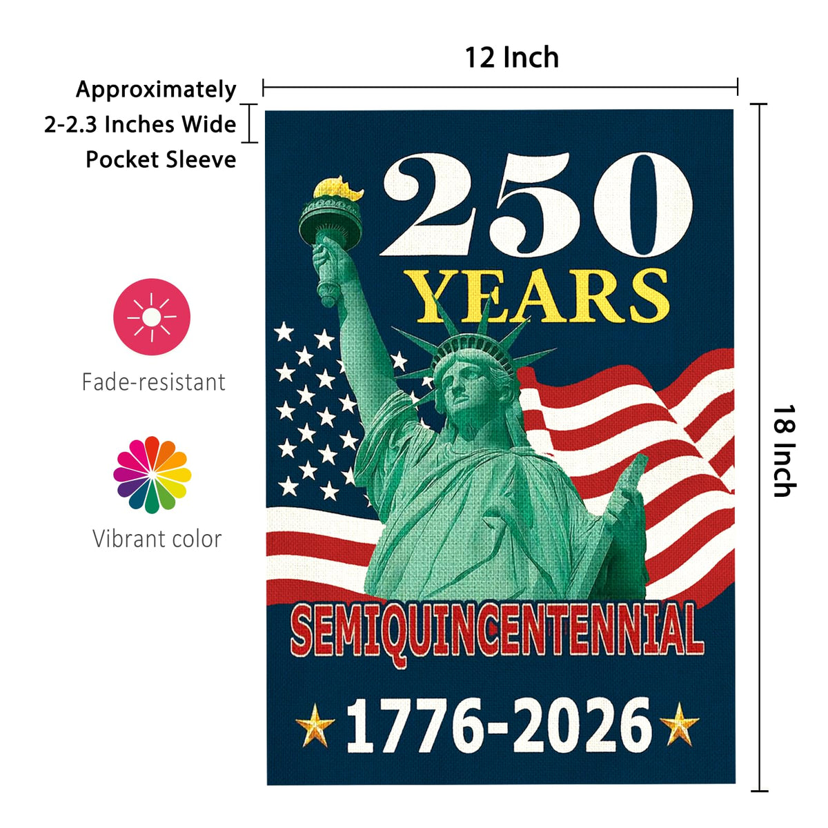 AIBOLYNE flag with navy background patriotic motif for garden or patio