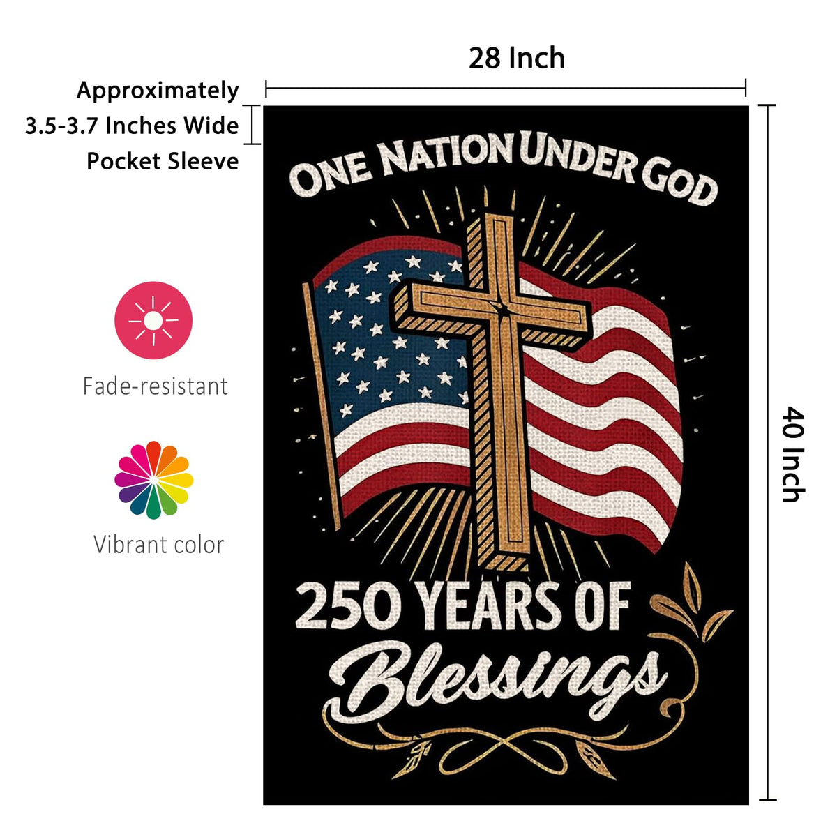 AIBOLYNE memorial-veterans-day-flag honors service with classic black backdrop and gold accents.