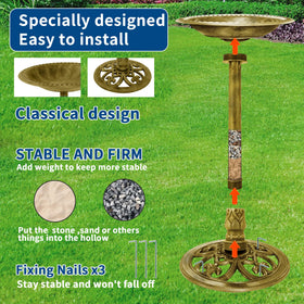 Aiddwrron Bird Bath pedestal base 15in provides stable support in windy yards.
