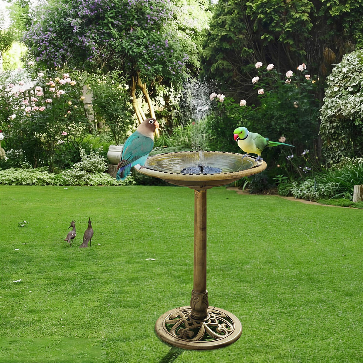 Aiddwrron Bird Bath withstands sun and cold for year round garden use.