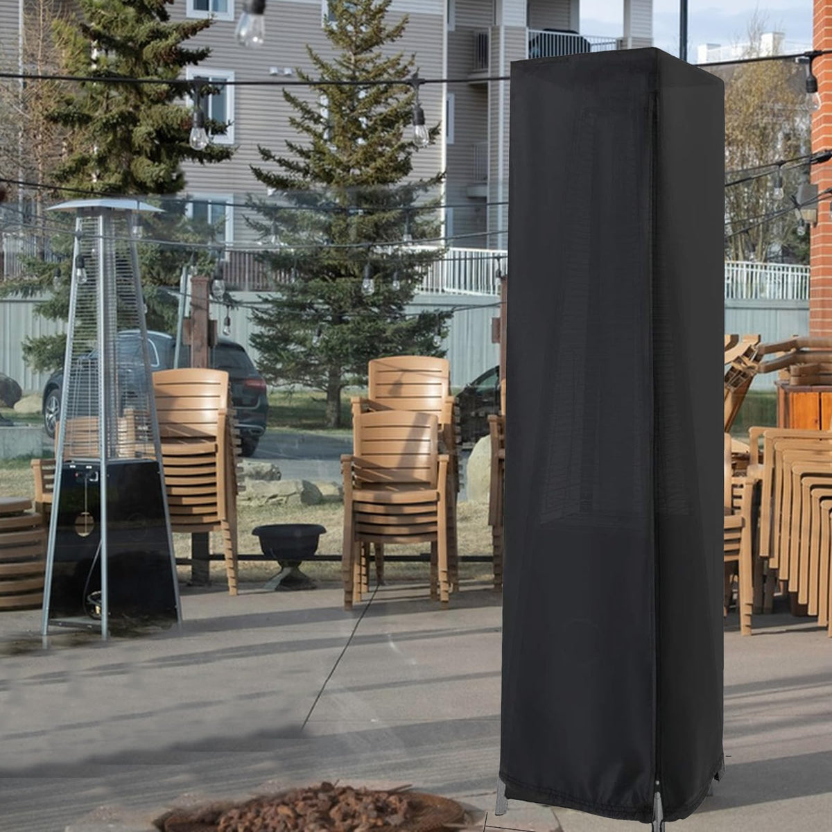 Aidetech heater cover shows a zippered side for easy installation and removal.