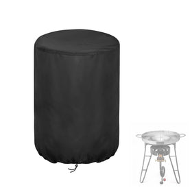 Aidetech outdoor cooker cover on ROVSUN 23 inch concave comal set front view with rain protection