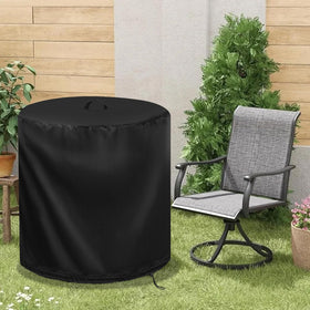 Aidetech Patio Table Cover fits most round tables, offering snug protection.