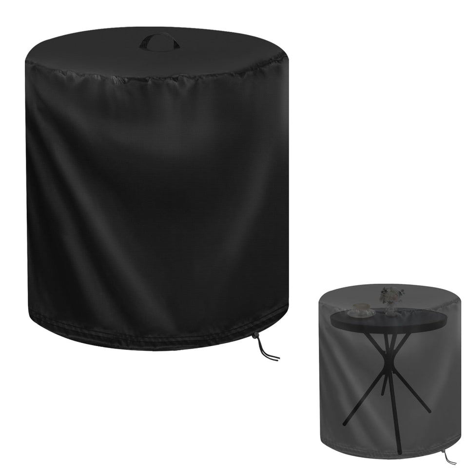 Aidetech Patio Table Cover waterproof 24D-27H protects Decksplore side table from rain.