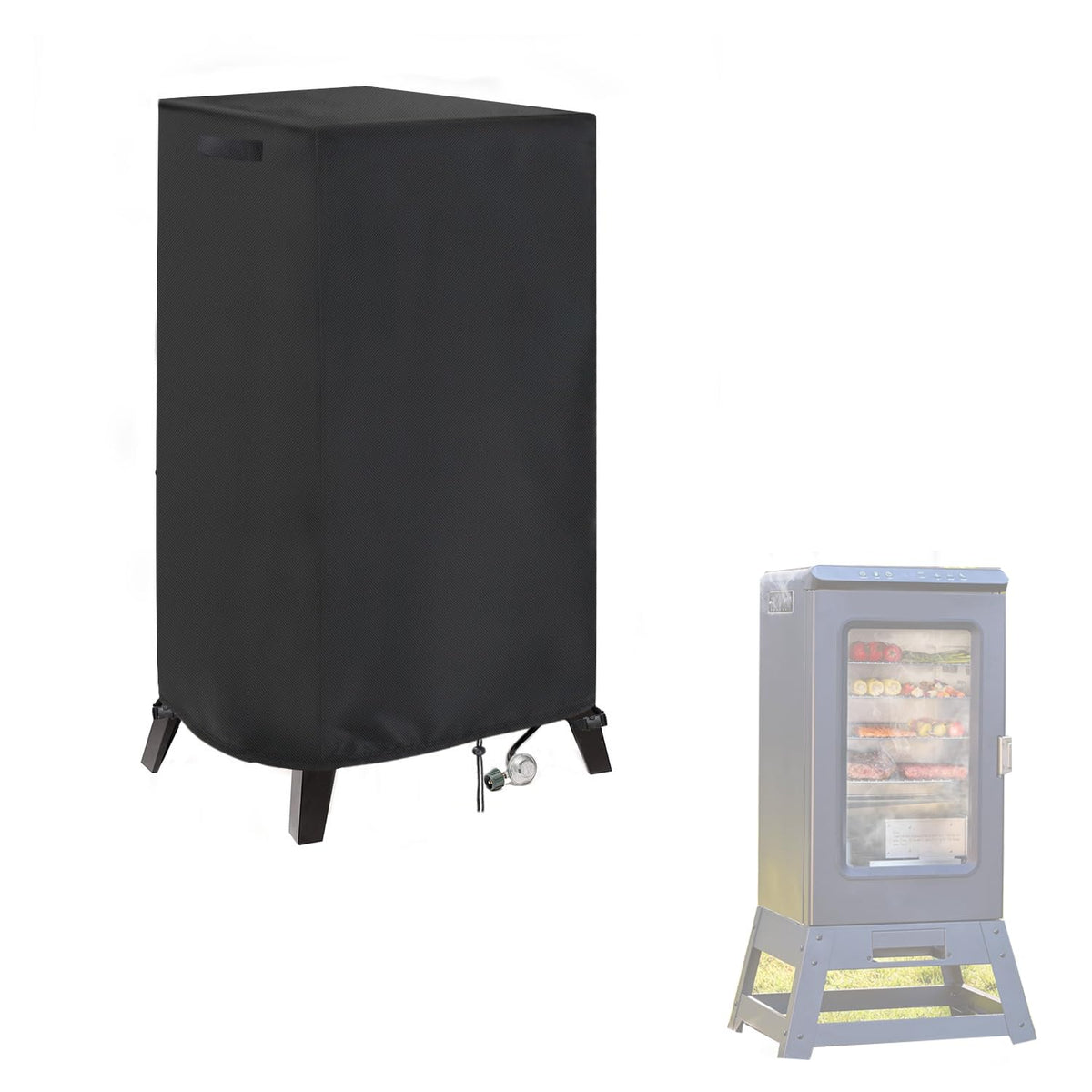Aidetech Smoker Cover East Oak Ridgewood Pro 30-inch front view for durable outdoor protection.