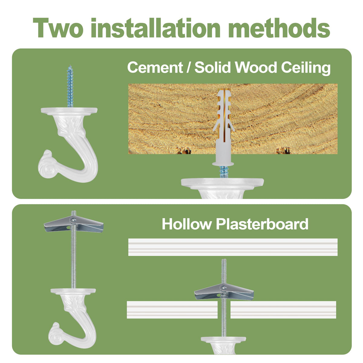 Aidoclip ceiling swag hook set with screws and bracket shown for easy installation