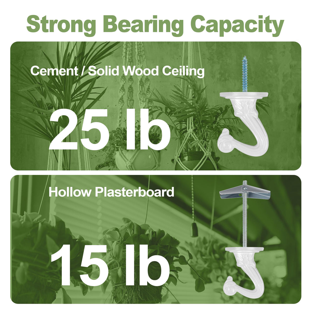 Aidoclip white ceiling hook suspends extender chain for indoor plant display