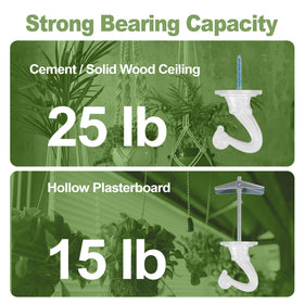 Aidoclip white ceiling hook suspends extender chain for indoor plant display
