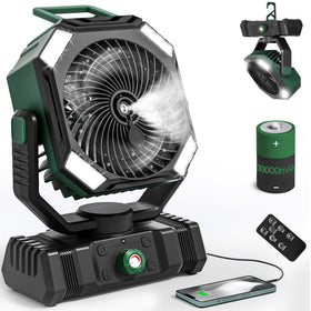 AIEPOCH camping fan rechargeable with 30,000mAh battery ready for outdoor use.
