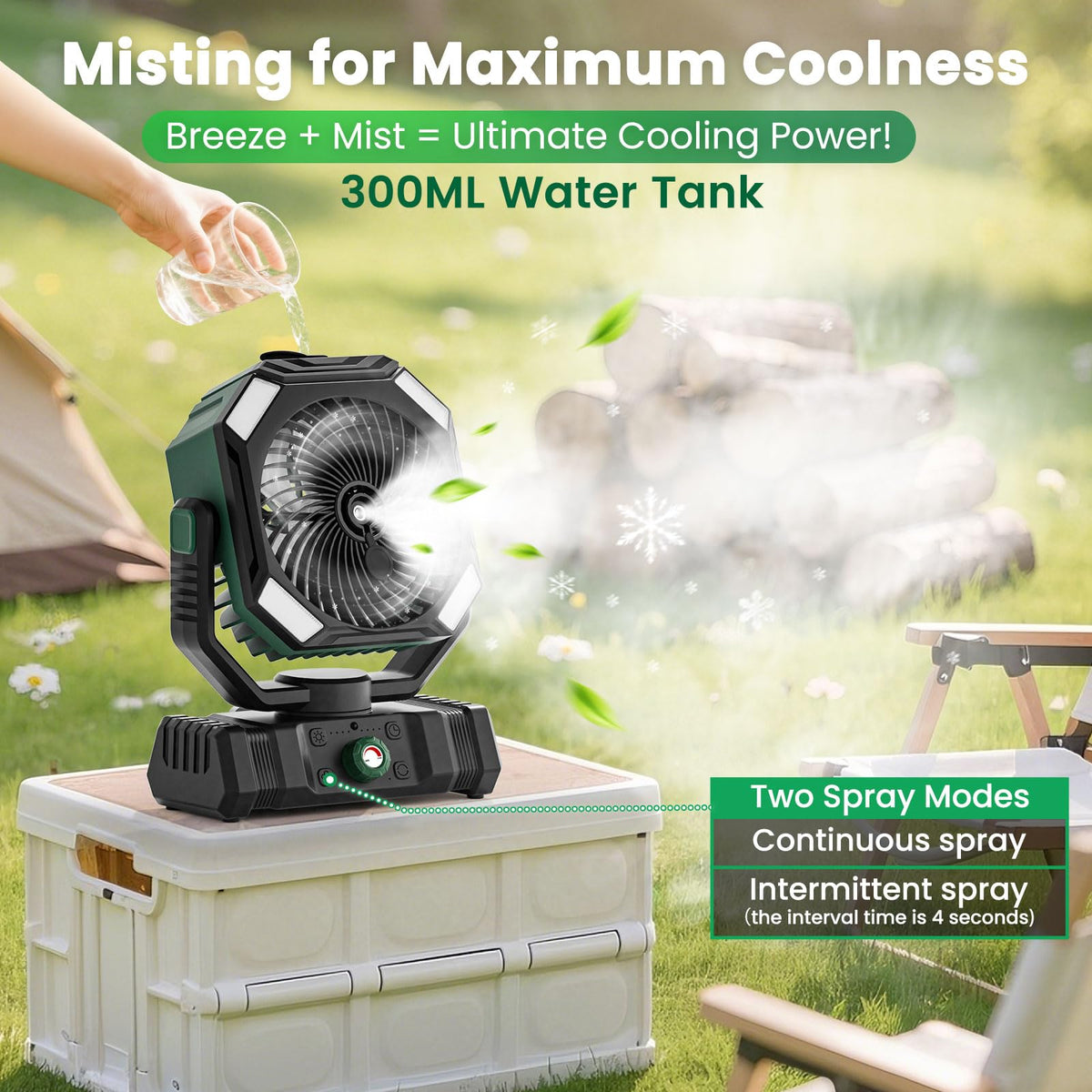 Adjustable airflow with 90°/120° oscillation and 270° tilt on the AIEPOCH fan.
