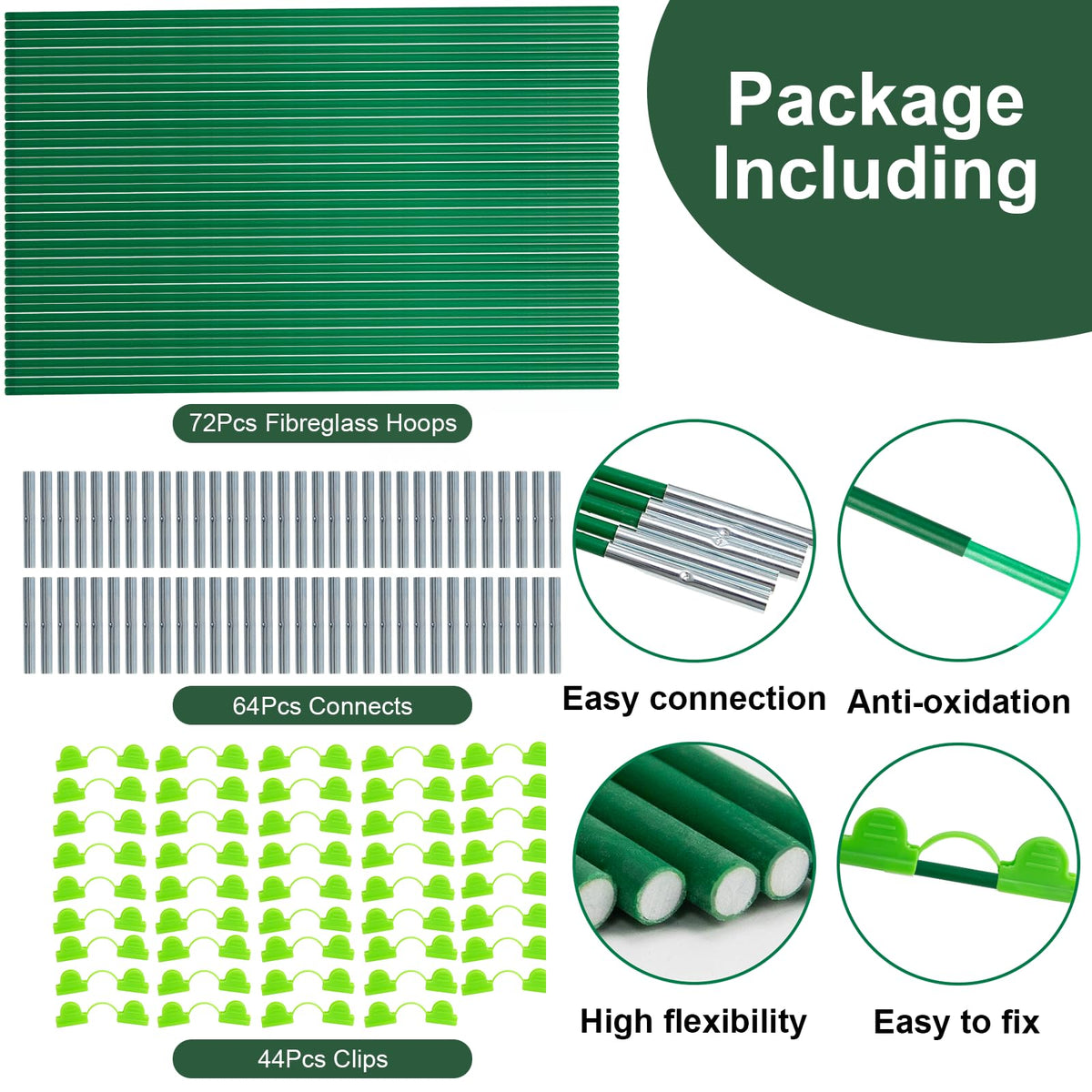 Aierden 12 sets of 8ft greenhouse hoops for versatile tunnel configurations