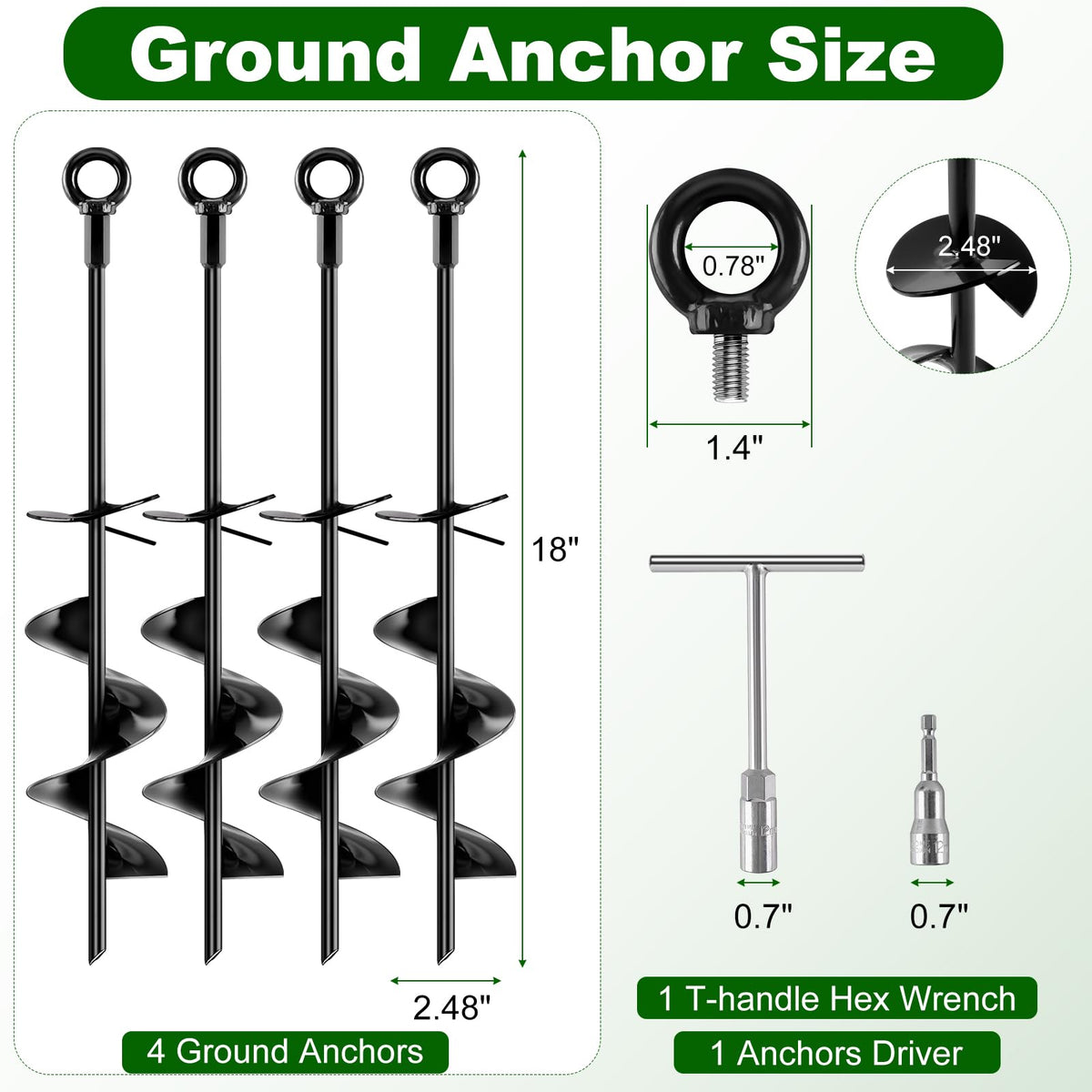 Aifanss Ground Anchors Spiral Blade delivers stronger grip during installation
