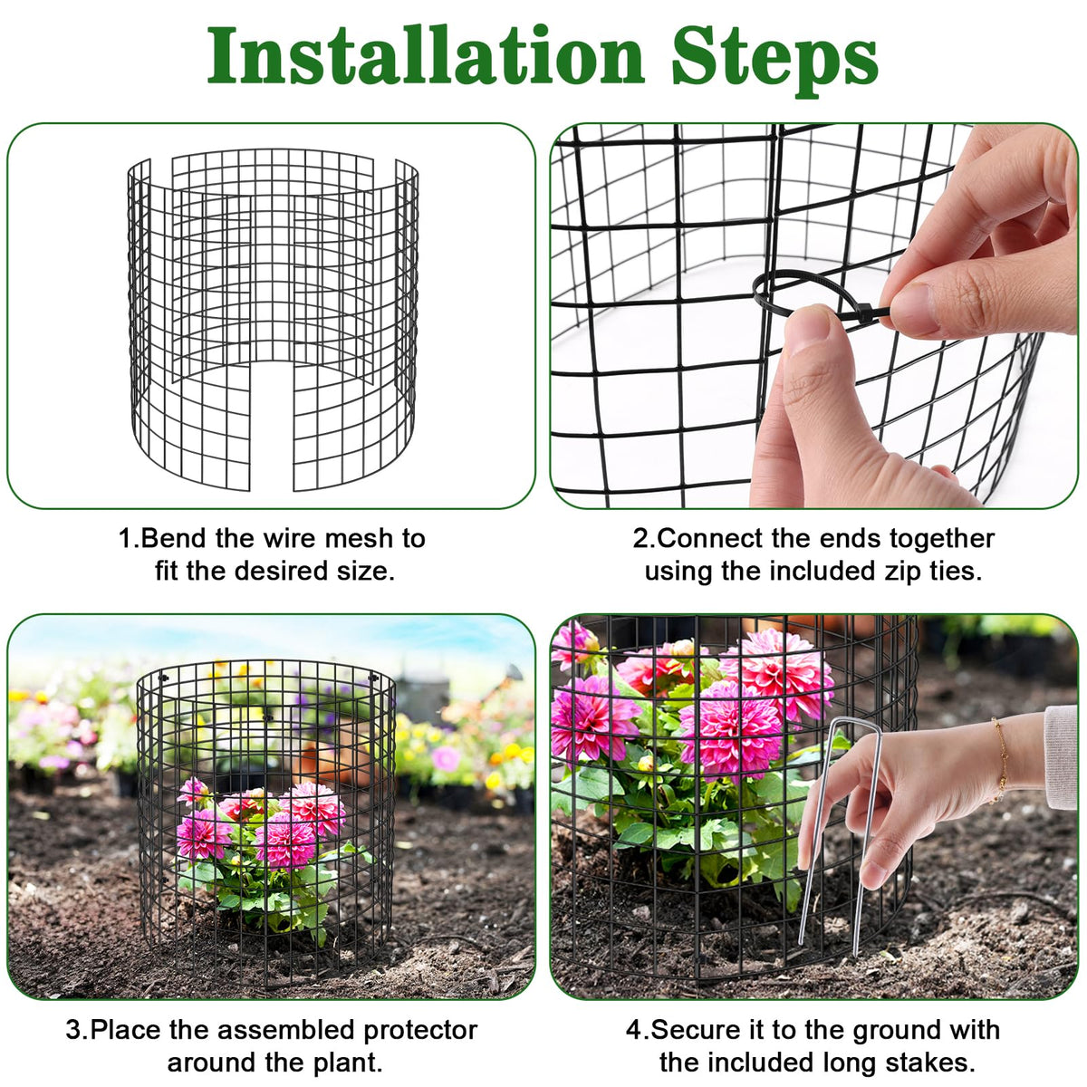 Aifanss protectors with stakes and zip ties for stable placement in a garden.