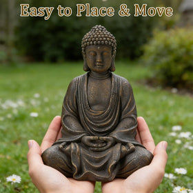 Aifeorzo Buddha statue lawn display promotes calm and focus.